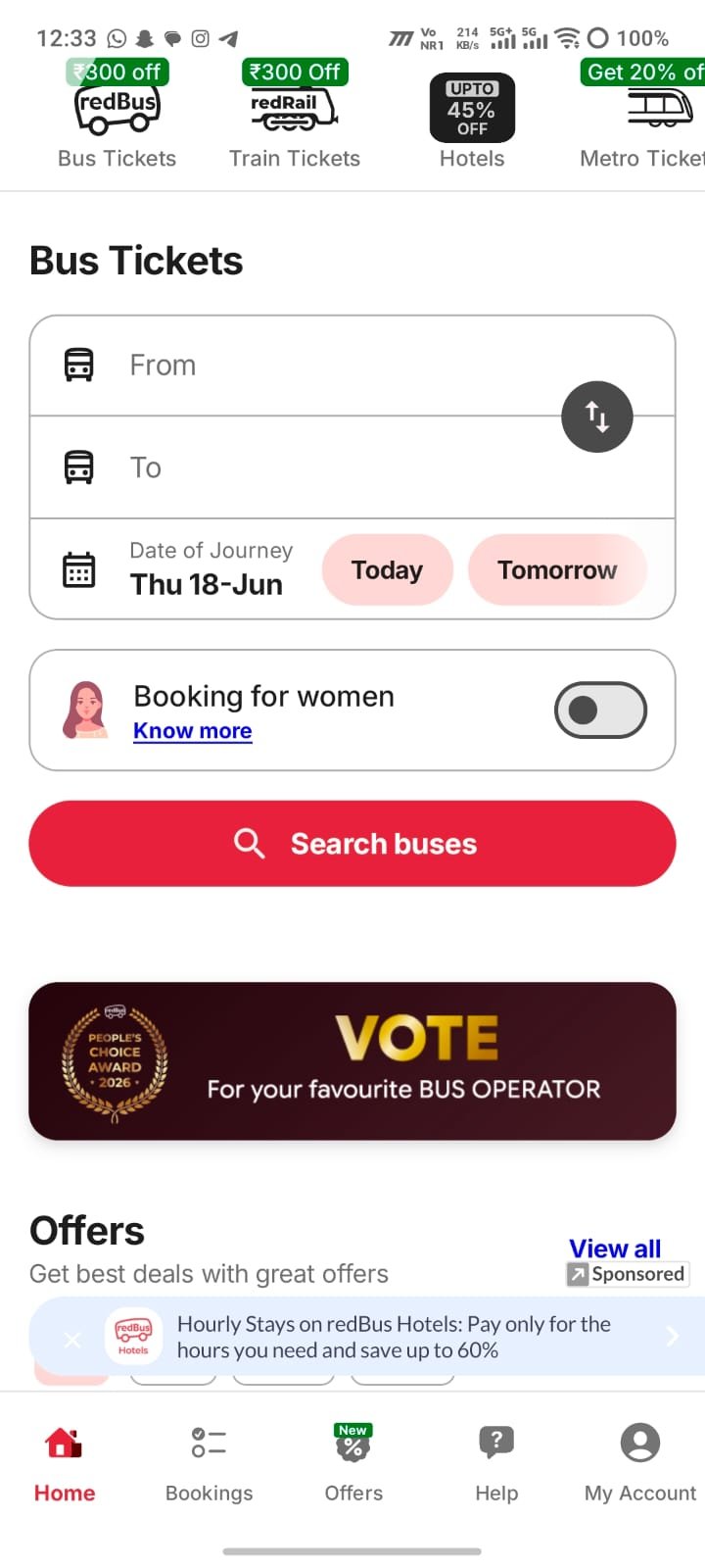 Step 4: Book Your First Ticket — RedBus Referral Code redchnfi Get Free Rs 250 Cash Bonus